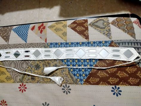 Sadi Belt Hand Work, Mirror Work Waist Belt, Mirror Work Belt For Navratri, Mirror Work Belt Design, Mirror Work Belt, Kachi Work, Mirror Belt, Embroidery Belt, Churidar Neck Designs