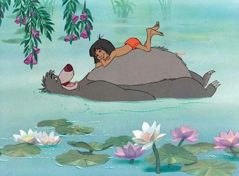 Jungle Book | Baloo and Mowgli Jungle Book Quotes, Disney Sleeve, Jungle Book Disney, Images Disney, The Jungle Book, Disney Songs, Film Disney, Walt Disney Animation, Walt Disney Animation Studios