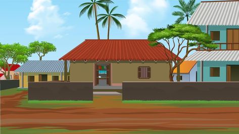 Premium Vector | Vector the amazing village building house background Cartoon Village House Background, Village Background Images, 2d Village Background, Indian Village Background, Cartoon Village Background, Village Background Indian, Village House Background, Indian Village House, Evs Project