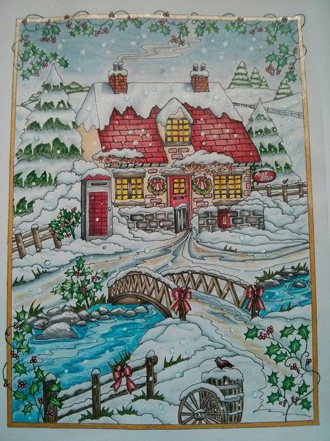 Creative Haven. Winter Wonderland #creativehaven #winterwonderland Winter Wonderland Drawing, Wedding Maps, Snow Travel, Teresa Goodridge, Creative Haven Coloring Books, Cold Christmas, Christmas Landscape, Snow Art, Christmas Graphics