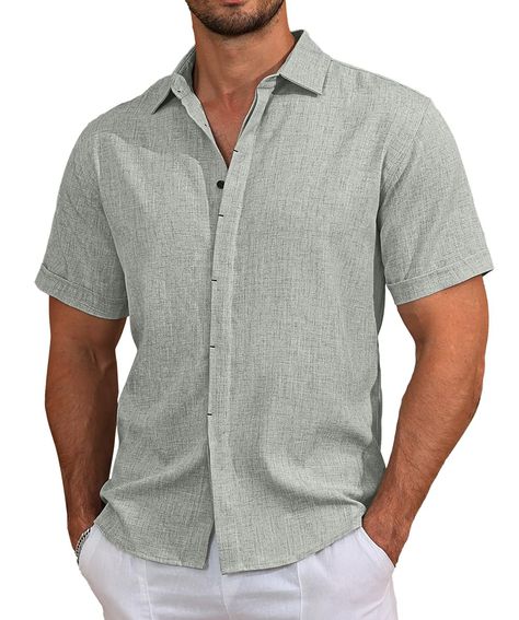 PRICES MAY VARY. 【Comfortable Fabric】:Men Button Down shirt is made of high quality fabric. Feature with Breathable, Lightweight, Skin-friendly. Provide you comfortable and cool all day. 【Stylish Design】:Mens Casual Beach Shirts comes with button-down closure, Invisible buttons, short sleeve, adjustable cuff. A must-have fashion beach shirts for a men's summer closet. 【Clothing Match】:Summer beach shirts is perfect for resort, office, work out, casual wear, outdoor, beach vacation, cruise, perfe Resort Cocktail Attire Men, Men’s Button Up Shirt, Male Vacation Outfits, Men Cruise Outfits, Dinner Outfit Men, Cocktail Attire Men, Closet Clothing, Coastal Fashion, Beach Fits