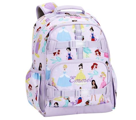 Mackenzie Lavender Disney Princess Backpack | Pottery Barn Kids Disney Princess Backpack, Princess Backpack, Disney Princess Characters, Rolling Backpack, Princess Room, Toddler Backpack, Small Notebook, Insulated Lunch Box, Disney Stuff