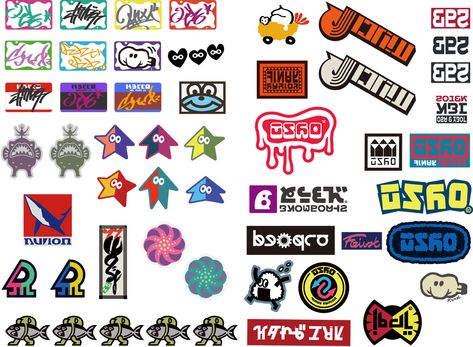 Splatoon Stickers, Jet Set Radio, Game Ui Design, Graphic Design Fonts, Cute Fonts, Lino Print, Photoshop Design, Logo Sticker, Splatoon