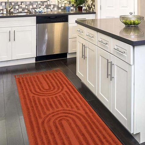 Amazon.com: LEEVAN Washable Kitchen Runner Rug 2'X5', Hand-Woven Bathroom Runner Rug with Tassels, Terracotta Entryway Runner Rug, Tufted Rainbow Bedroom Rug Runner, Farmhouse Hallway Rug for Laundry/Living Room : Home & Kitchen Laundry Entryway, Bedroom Rug Runner, Washable Kitchen Runner, Boho Bathroom Rugs, Bedroom Runner Rug, Rug With Tassels, Bedroom Runner, Rainbow Bedroom, Bathroom Runner