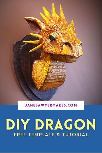 Faux Taxidermy Diy, Paper Dragon Puppet Ideas, Paper Dragon Puppet, Dragon Puppet Ideas, Armadura Cosplay, Make A Dragon, Felt Dragon, Foam Carving, Making Paper Mache