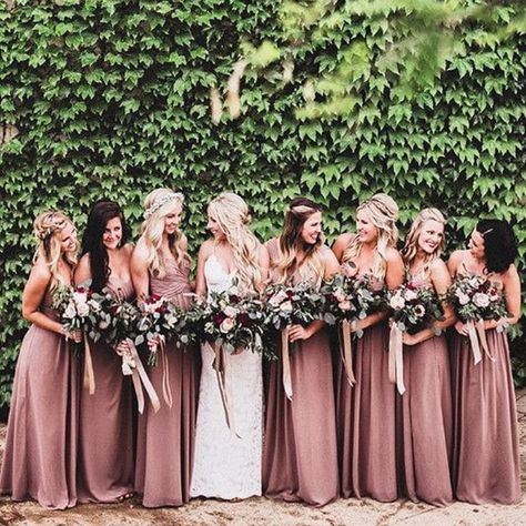 The Dessy Group on Instagram: “Total WOW factor in Dessy gowns in desert rose.” Rose Pink Bridesmaid Dresses, Lilac Wedding Bouquet, Sweetheart Bridesmaids Dresses, Formal Bridesmaids Dresses, Lilac Wedding, Sleeveless Bridesmaid Dresses, Pink Bridesmaid Dresses, Bridesmaid Dress Colors, Trendy Dress