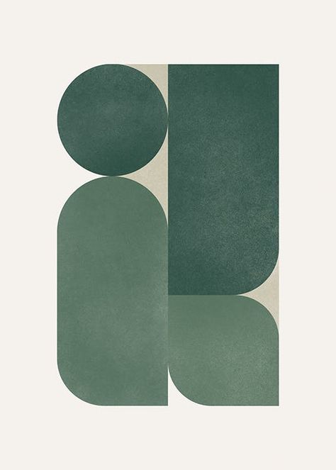 Green Graphic Shapes Poster Poster Grafico, Shapes Poster, Posters Conception Graphique, Poster Graphic Design, Graphic Shapes, Graphic Art Prints, Interior Designer Logo, Gallery Wall Inspiration, Gold Poster