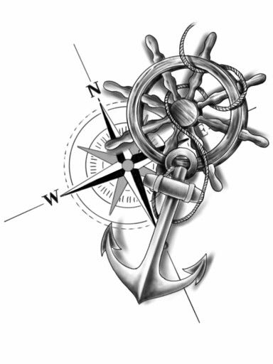 Marine Tattoos, Anker Tattoo Design, Anchor Compass Tattoo, Navy Tattoos, Wheel Tattoo, Compass Rose Tattoo, Anchor Tattoo Design, Anker Tattoo, Compass Tattoo Design