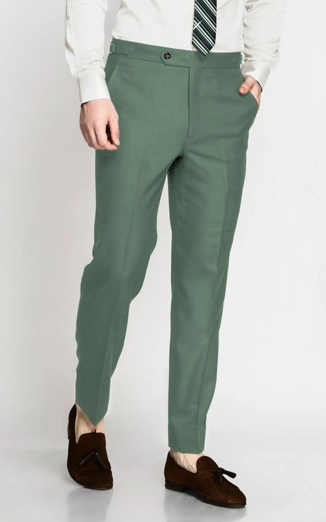 Embrace calm with the Sage Green Pants. Their herbal shade offers tranquility. Green Formal Outfit Men, Green Formal Outfit, Formal Outfit Men, Sage Green Pants, Brown Cotton Pants, Formal Pant For Men, Mint Green Pants, Green Pants Men, Custom Tuxedo