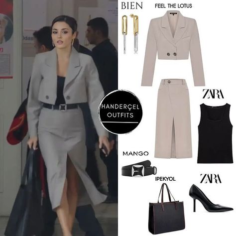 🌹Hande Erçel Closet🌹 (@handerceloutfits) • Instagram photos and videos Boss Lady Outfit, Hande Ercel Style, Modest Casual Outfits, Lawyer Fashion, Lawyer Outfit, Vintage Formal Dresses, Grey Skirt, Tv Show Outfits, Business Outfits Women