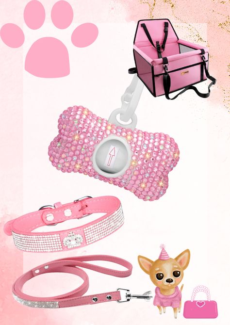 Amazon Pink Paws: Discover Cute Dog Accessories! #PinkPaws #DogAccessories #BarbieStyle #PetFashion #CuteDogs #PrettyInPink #DogLovers #PetAccessories #PuppyLove #InstaPets Pink Dog Aesthetic, Pink Dog Accessories, Cute Dog Accessories, Pink Dog Collar, Purse Aesthetic, Dog Hair Bows, Pink Paws, Dog Boots, Puppy Supplies