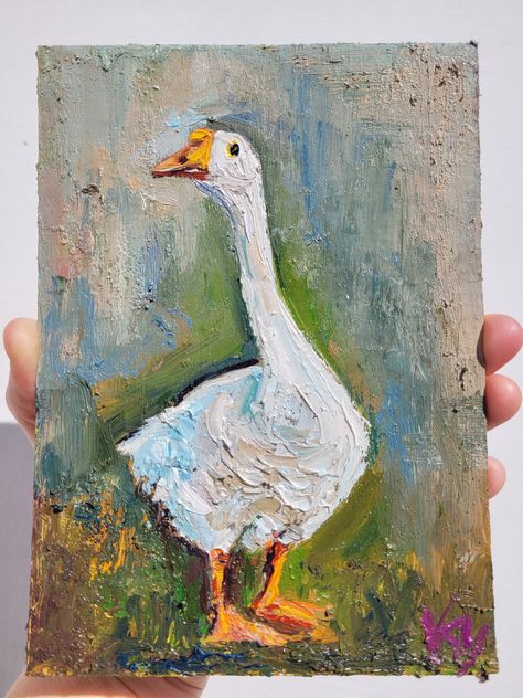 Painting Farm Animals, Geese Painting, Goose Painting, Painted Sheep, Goose Art, Duck Painting, Animals Painting, Soft Pastel Art, White Goose