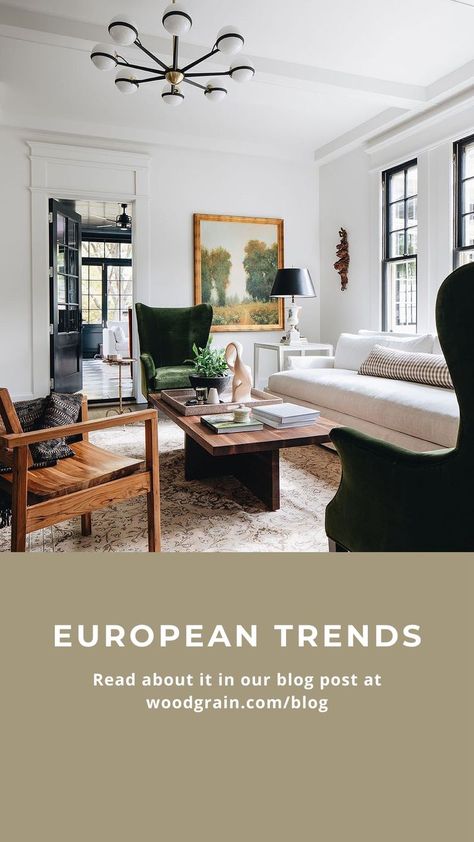 “European interior design” is a very general phrase for all the many design elements that go into the many different overlapping styles across Europe! European interior design is deeply appreciated in modern America and inspires American interior design trends. As Europe continues to be the epicenter for interior design, here are some staple designs to follow for guidance in order to create a gorgeous European “look.” Modern European Design, European Interior Design Modern, European Design Interior, European Eclectic Interior Design, Modern American Interior, European Interior Design, European Interiors, American Interior Design, Organic Interior Design