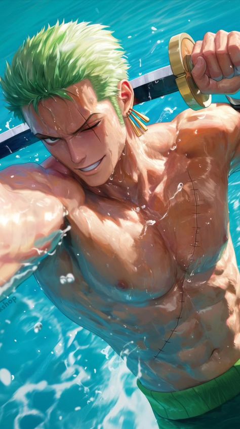 Roronoa Zoro Wallpaper, My Man, Roronoa Zoro, One Piece, Green, Hair, Anime, Art