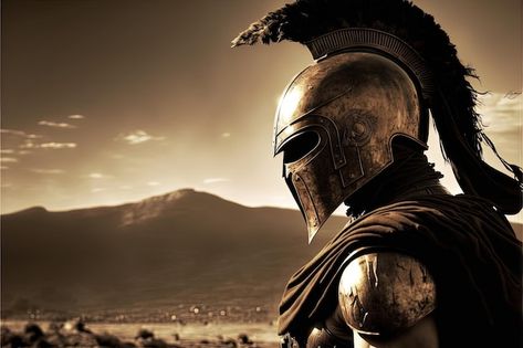 Spartan soldier illustration with helmet... | Premium Photo #Freepik #photo #spartan-warrior #gladiator #roman-soldier #spartan Warrior Background, Spartan Wallpaper, Warrior Pictures, 16:9 Backgrounds, Soldier Illustration, Spartan Soldier, Sparta Warrior, Gladiator Arena, Warriors Pictures