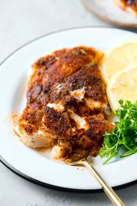 Blackened Cod Recipe | Table for Two® by Julie Chiou Blackened Cod Recipes, Blackened Cod, Blackening Seasoning, Blacken Fish, Cod Recipe, Blackened Seasoning, Yummy Dishes, Table For Two, Frozen Seafood