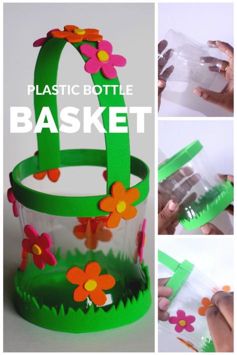 Plastic Bottle Crafts Recycled, Plastic Bottle Crafts Diy, Easter Baskets To Make, Creative Easter Baskets, Easter Basket Crafts, Diy Plastic Bottle, Plastic Bottle Art, Basket Crafts, Seni Dan Kraf