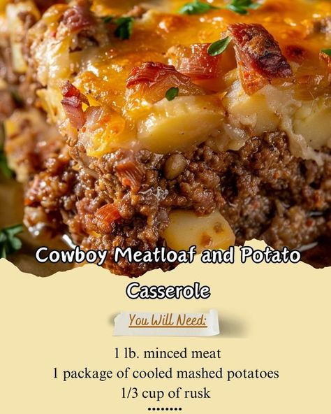 Grandma's Recipes Cowboy Meatloaf, Meatloaf Casserole, Easy Casserole Dishes, Cheese Steak, Philly Cheese, Summer Recipes Dinner, Grandmas Recipes, Philly Cheese Steak, Minced Meat