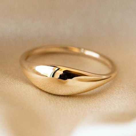 Minimalist Jewlery, Gold Dome Ring, Affordable Fine Jewelry, Local Eclectic, Tiny Rings, Gold Rings Fashion, Gold Ring Designs, Dome Ring, Golden Glow