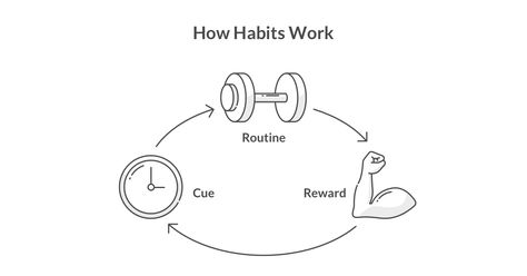 “There’s a simple neurological loop at the core of every habit, a loop that consists of three parts: a cue, a routine, and a reward… To understand your own habits, you need to identify the components of your loops. Once you have diagnosed the habit loop of a particular behavior, you can look to supplant old vices with new routines.”  #psychology #habits #behavioraleconomics #routine #saving #money #finances #life Break A Habit, Behavioral Economics, Nail Biting, Work Routine, Break Bad Habits, Positive Reinforcement, Bad Habits, Breaking Bad, Be Kind To Yourself