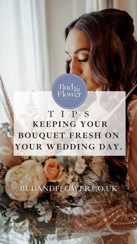 Bride holding a bouquet of flowers. Tips to find out how to keep your wedding bouquet looking fresh all day. Fresh Wedding Bouquets, Simple Wedding Bouquets, Fresh Wedding Flowers, Fresh As A Daisy, Homemade Wedding, Wedding Hands, Hand Bouquet, Bride Bouquets, Simple Weddings