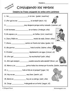 Presente de indicativo : ejercicio. Spanish Writing, Spanish Classroom Activities, Homeschool Spanish, Spanish Lessons For Kids, Spanish Immersion, Spanish Courses, Spanish Worksheets, Spanish Lesson Plans, Spanish Verbs