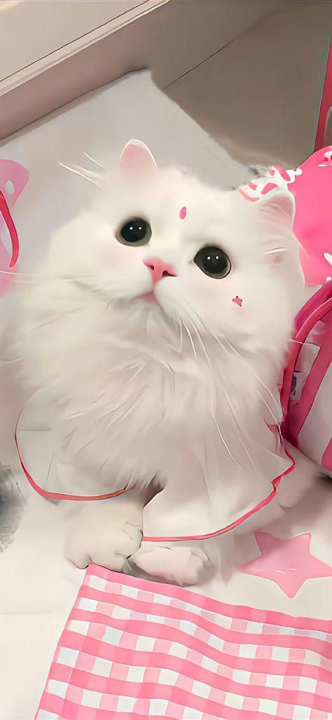 Cute Cat Portrait, Wallpaper Aesthetic Iphone Lockscreen Pink, Cute Cat Wallpaper Iphone, Partner Wallpaper, Pink Cat Aesthetic, Walpaper Wathsapp Aesthetic, Cat Pink Wallpaper, Pink Cat Wallpaper, Wallpaper Iphone Cat