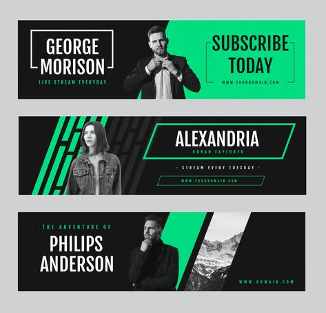 Business YouTube Channel Art Templates PSD Podcast Youtube Banner, Brand Banner Design, Youtube Banner Ideas, Linkedin Banner Design, Youtube Channel Branding, Channel Art Youtube, Social Media Calendar Template, Youtube Branding, Website Banner Design