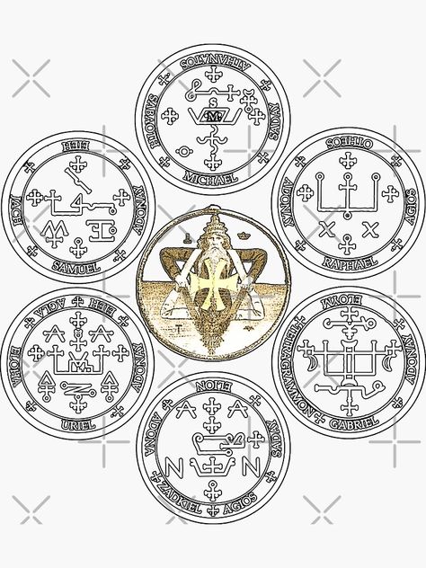 Solomon Seal Tattoo, Seal Of The Seven Archangels, Seven Archangels, Seal Of Solomon, Arte Occulta, Sacred Science, Solomons Seal, Occult Symbols, Alchemy Symbols