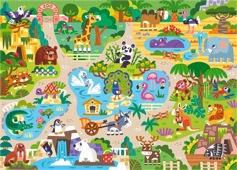 MEGA PUZZLE ZOO on Behance Picture Story Writing, Zoo Drawing, Zoo Games, Zoo Pictures, Zoo Map, Zoo Project, Zoo Art, Book Illustration Design, Drawing Competition