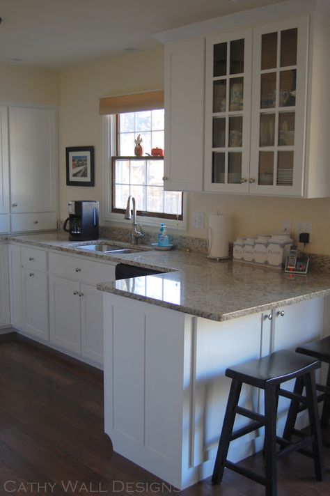 Small Peninsula, Kitchen Peninsula, Budget Kitchen Remodel, Kitchen Floor Tile, Kitchen Remodeling Projects, Counter Space, Kitchen Redo, Kitchen On A Budget, Kitchen Remodeling