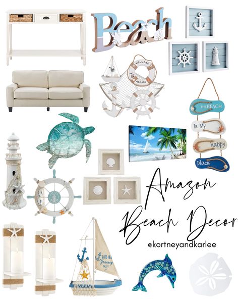 Beach Themed Office Decor, Bathroom Beach Decor, Seaside Interior, Coastal Room Decor, Surf Room Decor, Decor On Amazon, Small Sunroom, Ocean Themed Bedroom, Beach Room Decor