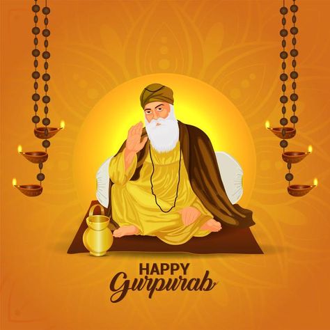 Vector illustration of guru nanak dev ji... | Premium Vector #Freepik #vector #background #birthday #celebration #happy Gurudwara Sahib Wallpaper, Guru Nanak Jayanti Wishes, Happy Gurpurab, Guru Purab, Happy Guru Nanak Jayanti, Guru Nanak Photo, Guru Nanak Wallpaper, Guru Nanak Dev Ji, Guru Nanak Jayanti