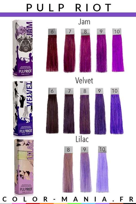 Ombre Wavy Hair, Hair Color Swatches, Pulp Riot Hair Color, Stacked Bob Hairstyles, Vivid Hair Color, Pulp Riot Hair, Hair Color Formulas, Hair Color Chart, Lilac Hair