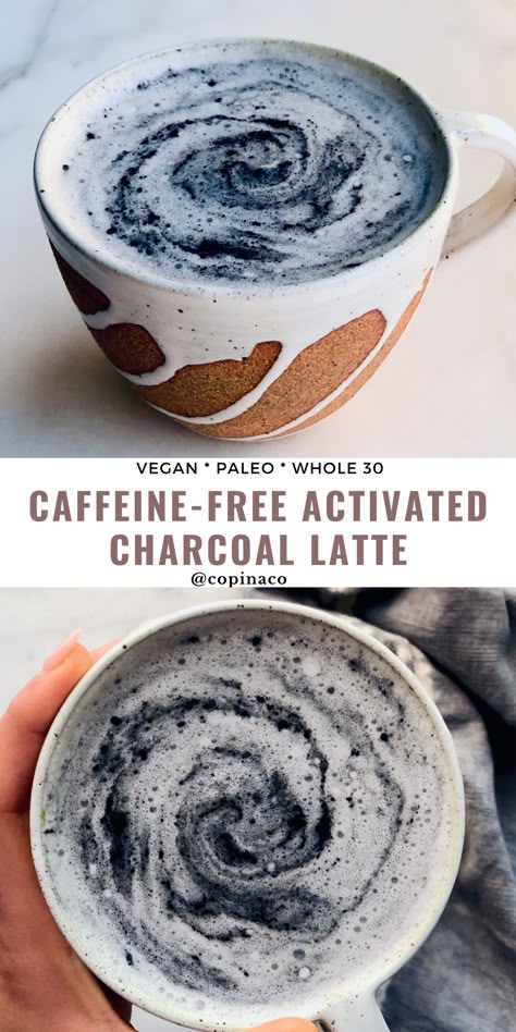 Looking for a way to de-bloat and boost your digestion after a night of celebration? Try  Caffeine-Free Activated Charcoal Detox Latte! This adaptogenic drink has been a recent obsession and is something that’s helped me reset my system in the morning or late at night. It takes just minutes to make and tastes amazing! You can have it unsweetened and Vegan by omitting the manuka honey, too! Charcoal Food, Activated Charcoal Drink, Adaptogen Drinks, Adaptogenic Drinks, Activated Charcoal Recipes, Healthy Meals, Healthy Meal Delivery Service, Healthy Food Delivery, Activated Charcoal