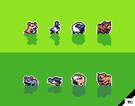 16x16 animated animal sprites Pixel Art Landscape, Pixel Characters, Pixel Art Tutorial, Pixel Animation, Cool Pixel Art, Pixel Art Characters, Pix Art, Pixel Art Games, Animated Animals