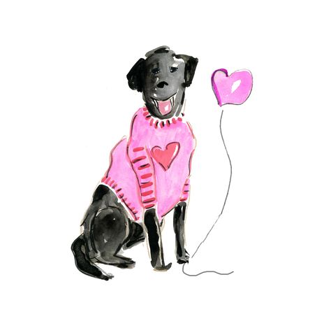 It’s Friday night and Lucy’s looking for love....  Black lab by Beth Briggs  bbriggsillustration.etsy.com Beth Briggs, Valentine Clip Art, Valentines Day Drawing, Dog Valentine, Valentines Watercolor, Diy Valentines Cards, Valentine Images, Valentine Clipart, Diy Valentine