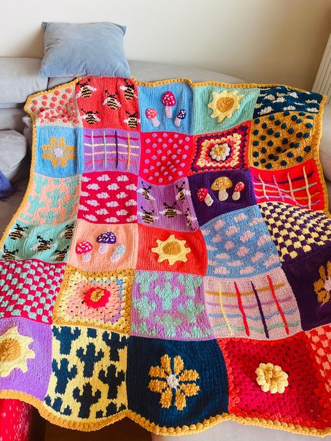 Patchwork granny square blanket