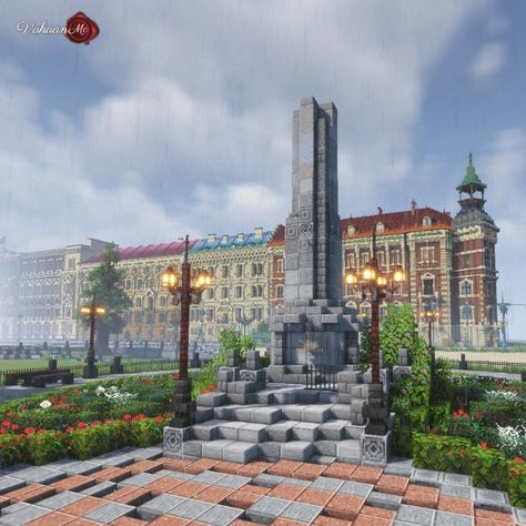 Hotel Polonia, Juliusz Słowacki Theatre, and the Florian Straszewski Monument in Minecraft. :) Minecraft Monuments Ideas, Minecraft Monument Ideas, Minecraft Monastery, Minecraft Building Statue, Minecraft Classical Buildings, Minecraft Monument, Minecraft Monuments, Minecraft Synagogue, Minecraft Palace