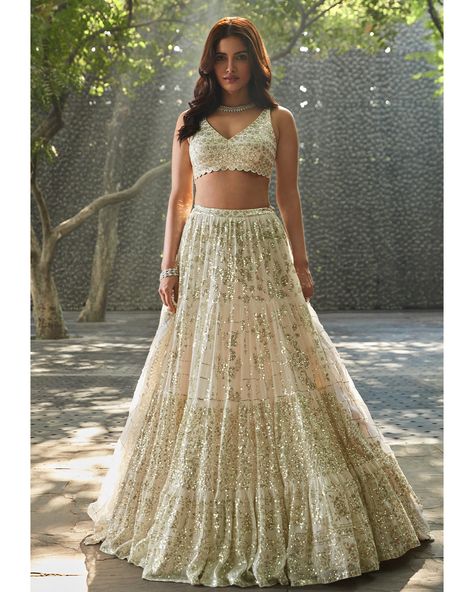 Ivory Lehenga, Seema Gujral, White Lehenga, Bridal Clothing, Georgette Lehenga, Stitched Lehenga, Party Wear Lehenga Choli, Lehenga Blouse, Ethnic Looks