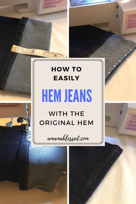 Diy Hem Jeans No Sew, How To Hem Pants By Hand Step By Step, Hemming Jeans By Hand, No Sew Hem Pants, Hem Jeans By Hand, Jeans Alterations, Hemming Pants, Clothing Tricks, Hemming Jeans