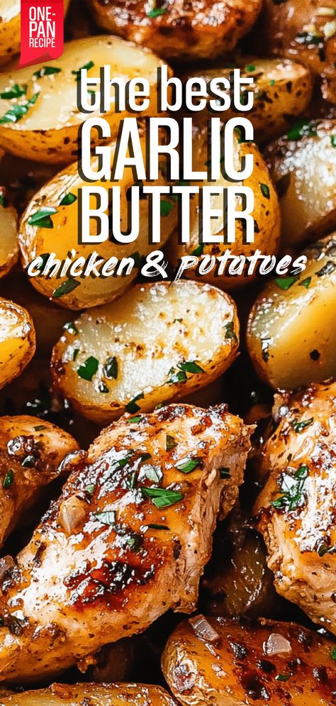 One-Pan Garlic Butter Chicken & Potatoes – Chasety One Pan Dinners Chicken Potatoes, Chicken And Potatoes Recipes Healthy, Chicken And Small Potatoes Recipes, Healthy Chicken Potato Recipes, Easy Chicken And Potato Recipes, Potatoes And Chicken Recipes, Chicken And Potatoes In Oven, Chicken Potatoes Recipes, Chicken Breast And Potatoes Recipes