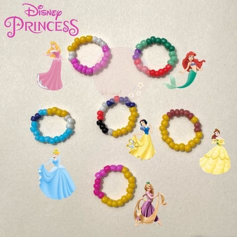 Pulseras Kandi, Diy Kandi Bracelets, Beads Ring, Diy Beaded Rings, Manik Manik, Tema Disney, Disney Bracelet, Bead Charms Diy, Beaded Jewels