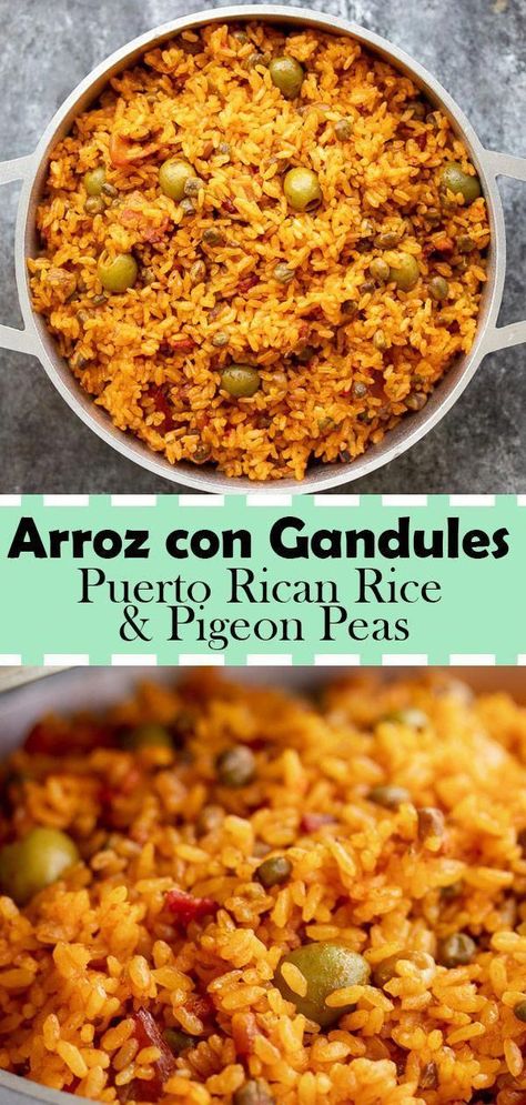 Pigeon Peas Recipe, Puerto Rican Rice, Thanksgiving Dinner For Two, Sofrito Recipe, Recetas Puertorriqueñas, Arroz Con Gandules, Puerto Rican Cuisine, Puerto Rican Dishes, Puerto Rico Food