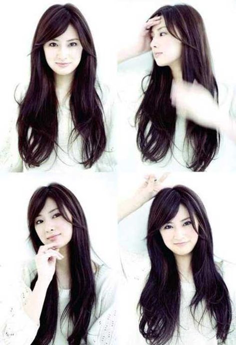 Asian Long Hair, Silky Smooth Hair, Side Bangs, Long Layered Hair, Haircuts For Long Hair, Haircuts With Bangs, Silky Hair, Dark Brown Hair, Hair Envy