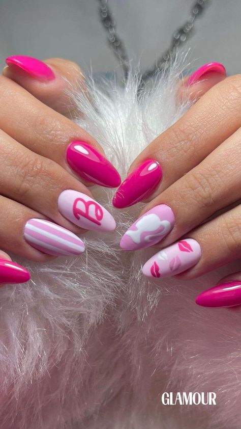 Barbie Pink Nails, Barbie Nails, Opal Nails, Halloween Nails Easy, Unghie Nail Art, Pink Nail Art, Her Nails, Pink Nail Designs, Halloween Nail Art