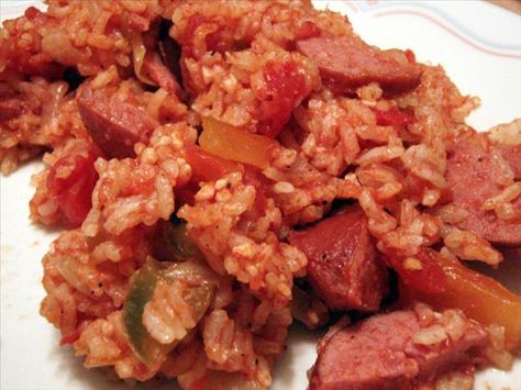 Mama Ruth's Red Rice Red Rice And Sausage, Savannah Red Rice Recipe, Savannah Red Rice, Crock Pot Jambalaya, Red Rice Recipe, Chicken And Sausage Jambalaya, Sausage Jambalaya, Paula Deen Recipes, Rice Side Dishes