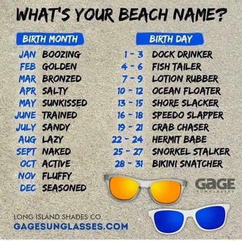 Beach names :) Funny Name Generator, Facebook Group Games, Username Ideas, Golden Fish, Fantasy Names, Interactive Posts, Name Games, Funny Names, Name Generator