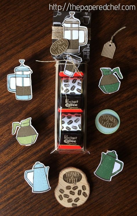 Pocket Espresso Nugget Treats featuring the Coffee Break Suite - The Papered Chef Coffee Cup Crafts, Pocket Coffee, Mini Coffee Cups, Cafe Cards, Coffee Stamps, Hershey Nugget, Coffee Treats, Coffee Ideas, Coffee Cards