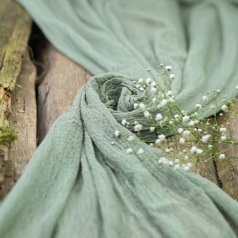 Sage Cheesecloth Table Runner Green Gauze Table Runner - Etsy Green Gauze Table Runner, Woodland Wedding Centerpieces, Gauze Table Runner, Cheesecloth Table Runner, Green Table Runner, Woodland Baby Shower Decorations, Sage Wedding, Handmade Table Runner, Sage Green Wedding